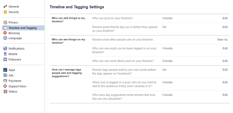 facebook timeline and tagging