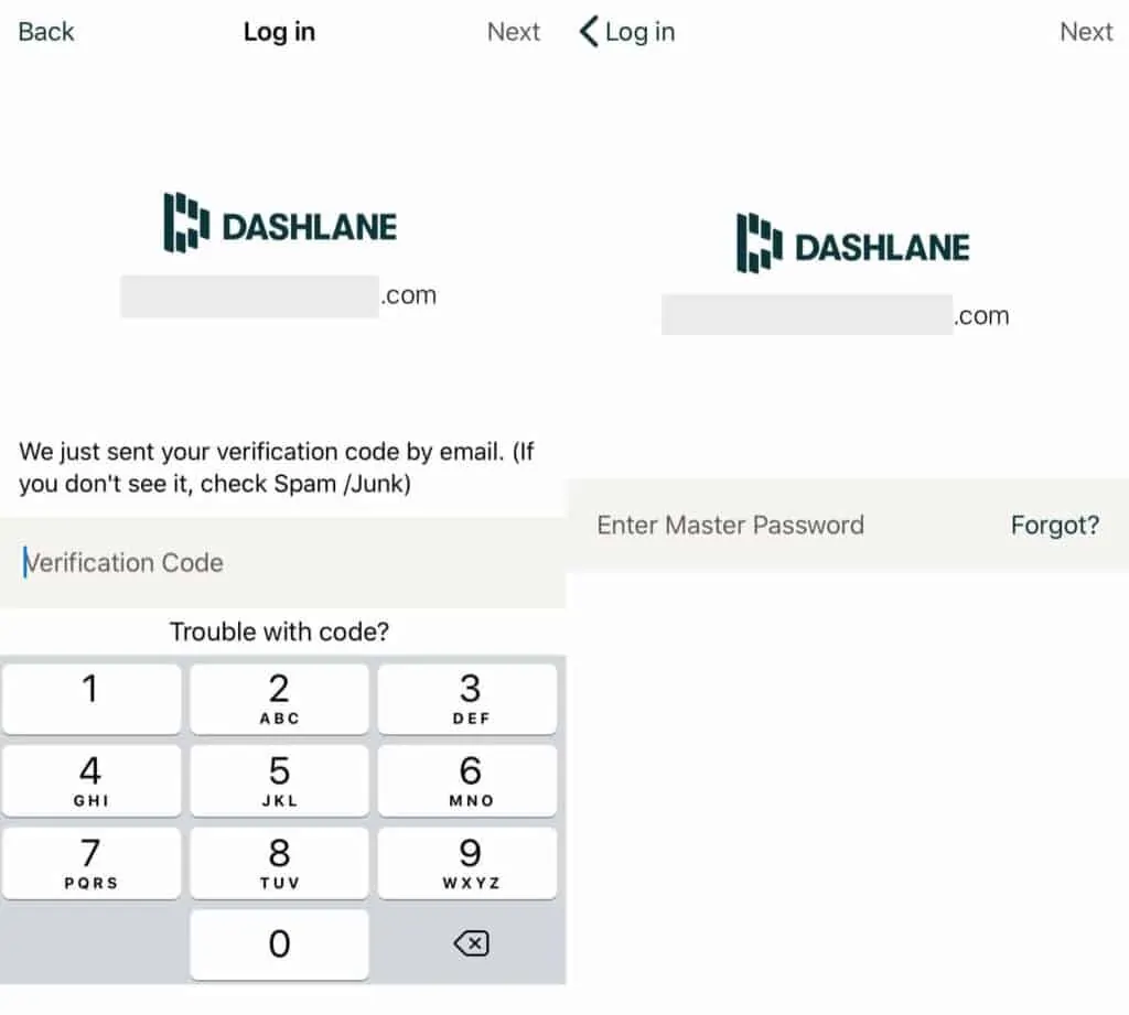 Dashlane mobile app login