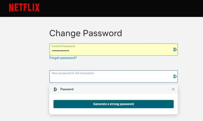 Changing a password with Dashlane