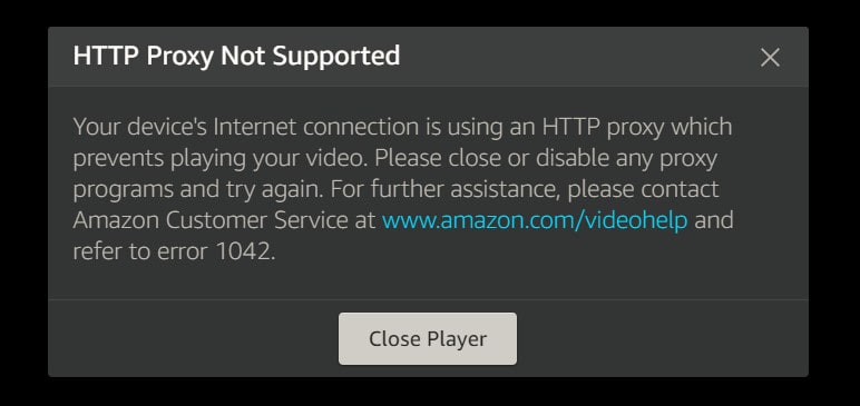 Proxy HTTP no admitido
