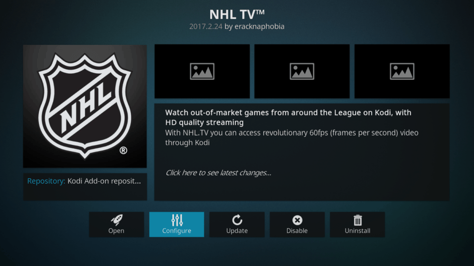 NHL tv on Kodi