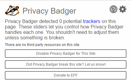 Privacy Badger popup blockers