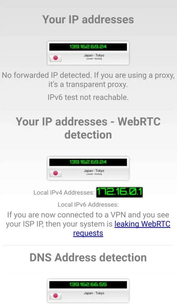 Android Psiphon VPN ip leak