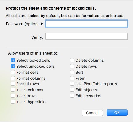 MS Excel set password protect sheet