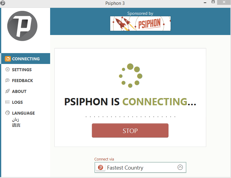 Psiphon for Windows connecting