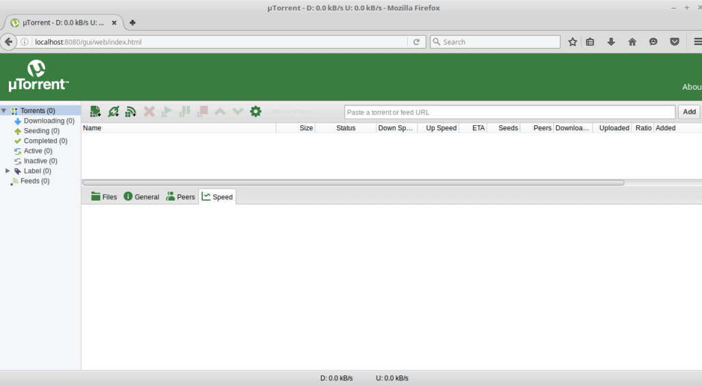 uTorrent for Linux interface