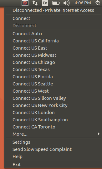 Private Intenet Access VPN for Linux location list
