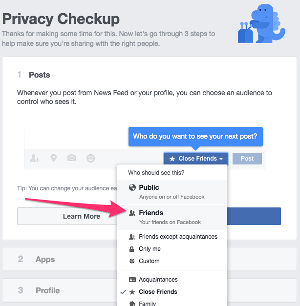 Facebook post privacy