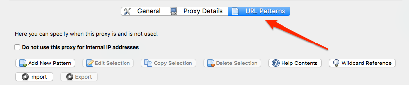 FoxyProxy URL patterns button