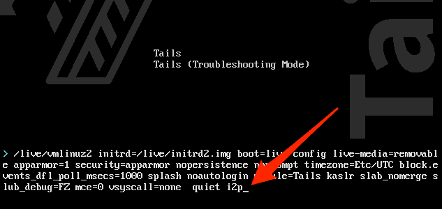 tails i2p boot option