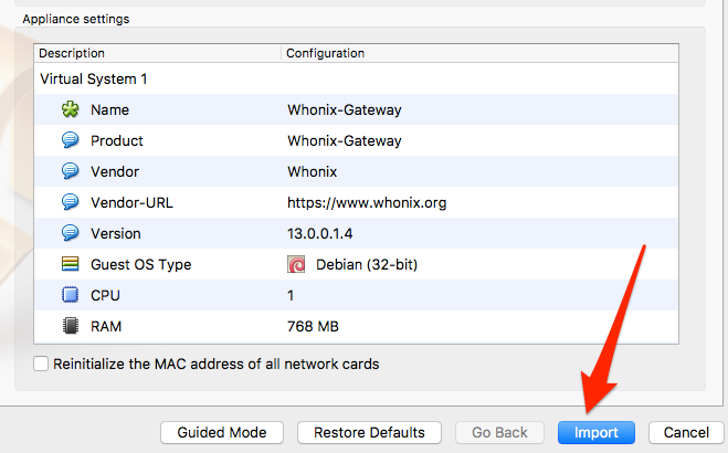 whonix gateway virtualbox settings
