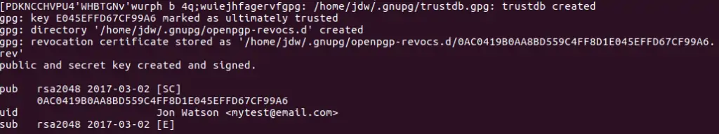 Ubuntu GPG key generated