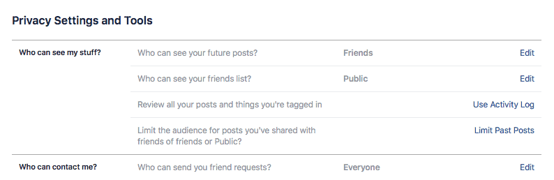 facebook edit privacy