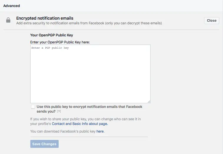 facebook email encryption