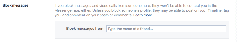 facebook block messages