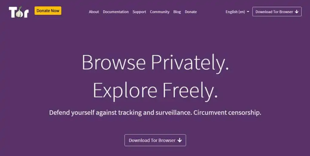 The Tor homepage.
