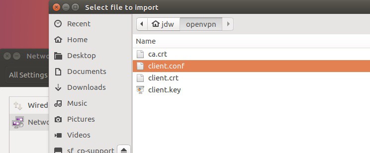Ubuntu select client.conf file