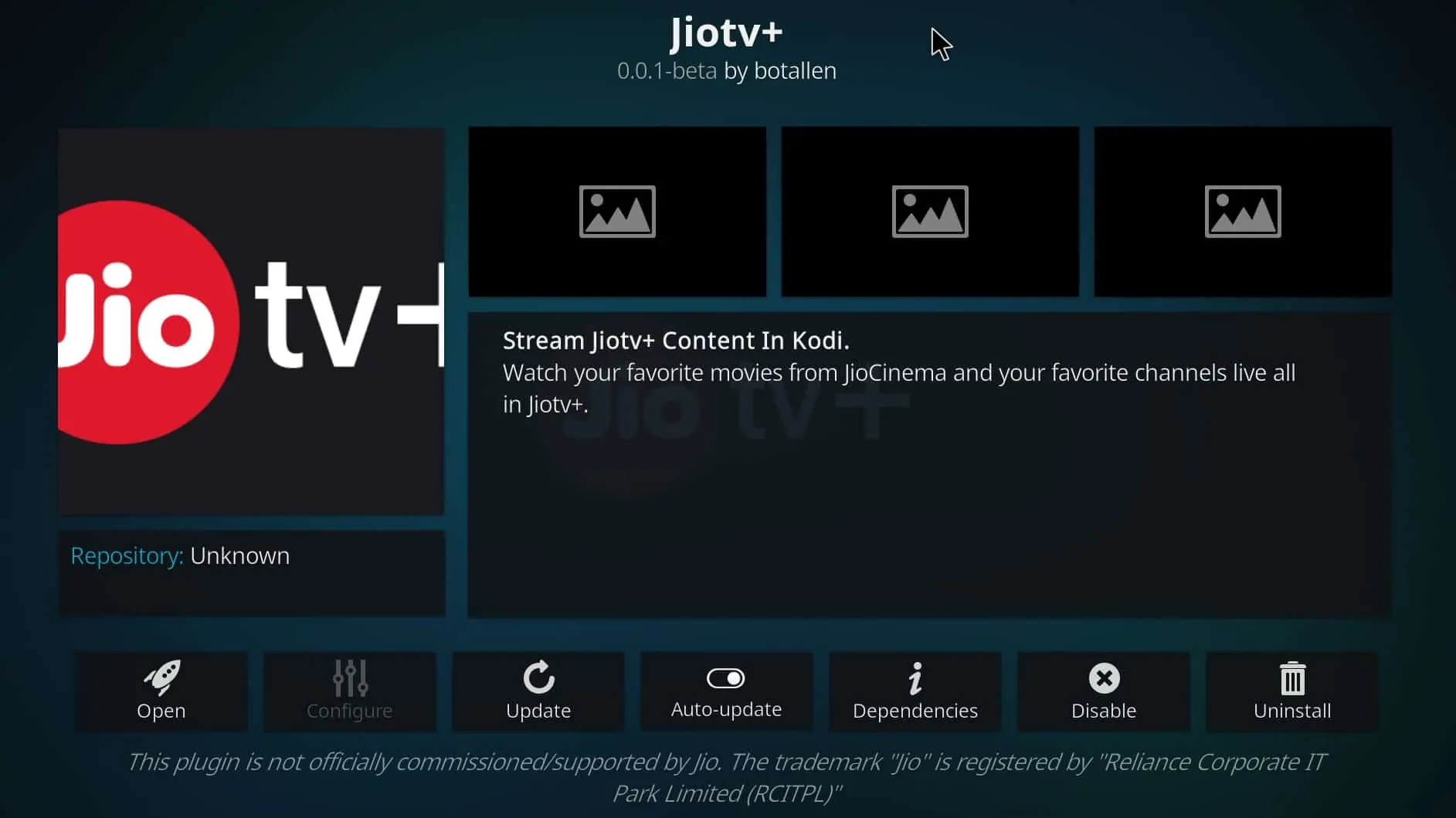 JioTV+ Plus Kodi Add On