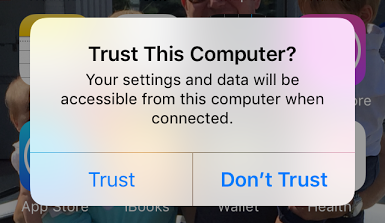 The "Trust This Computer?" popup