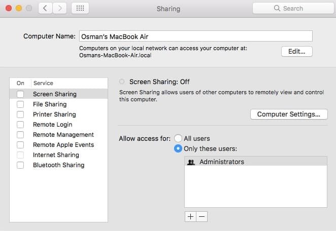 Macbook Sharing