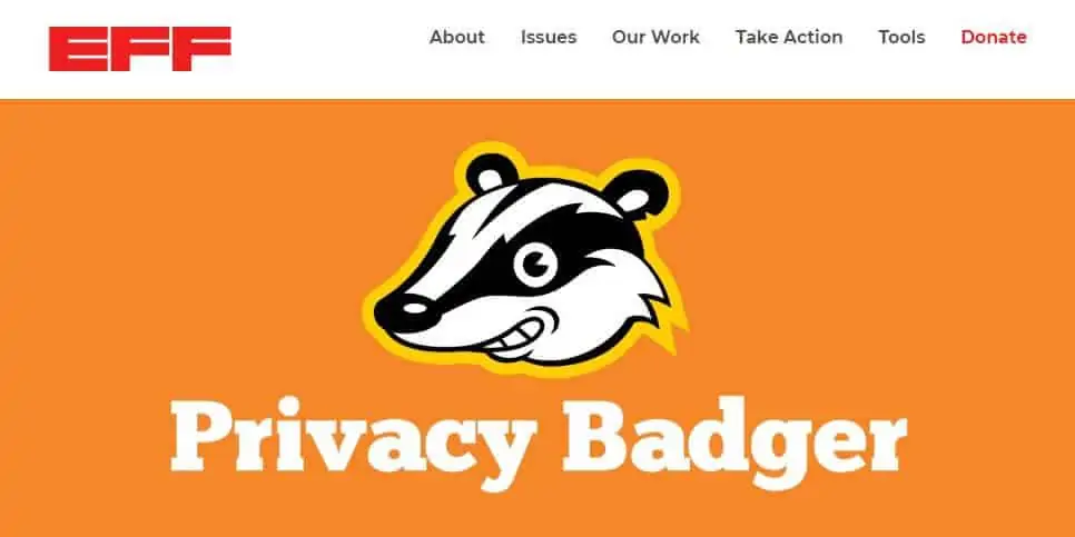 Privacy Badger homepage.