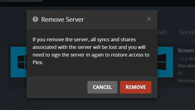 Plex Server - Remove Server 5
