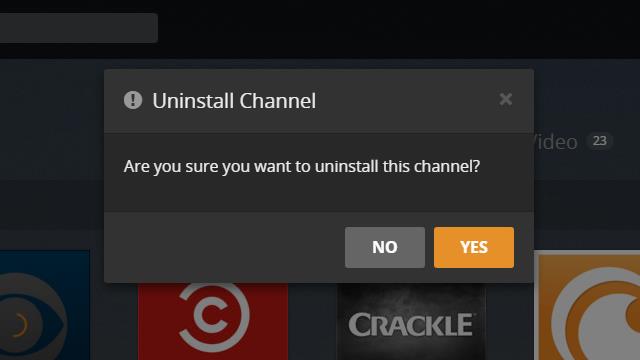 Uninstall channel confirmation box
