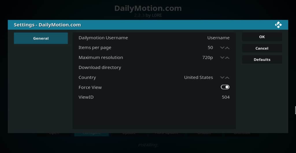 Dailymotion kodi addon