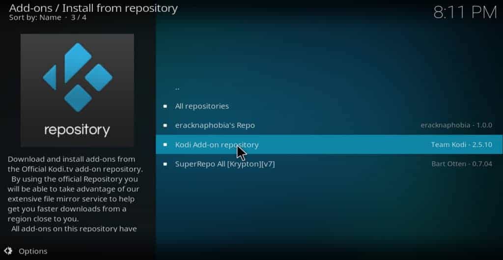 Kodi add on repository
