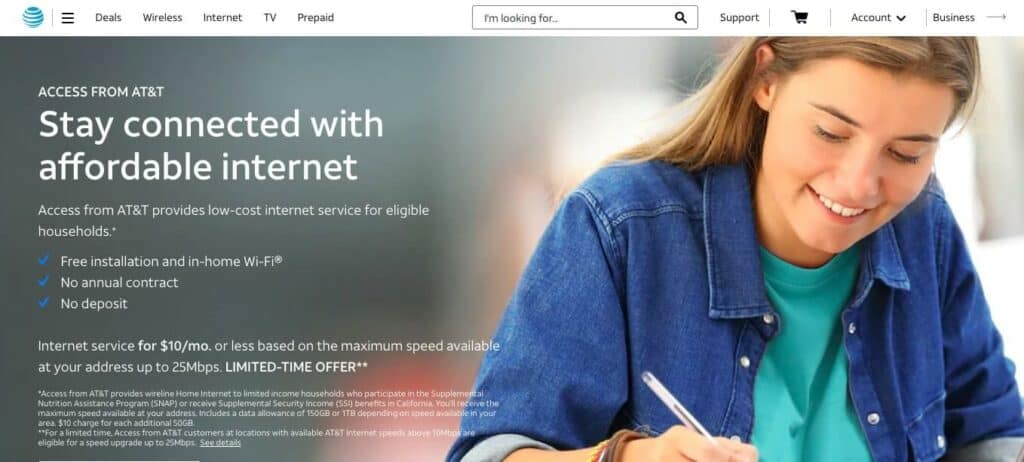 AT&T Access program homepage.