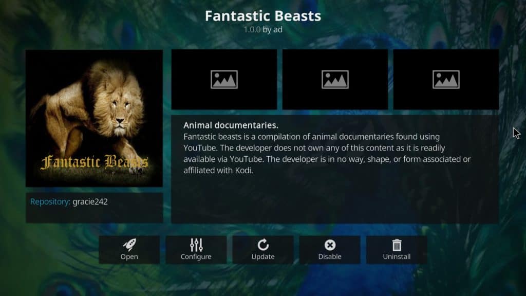Fantastic Beasts Kodi addon