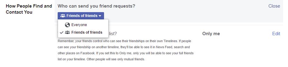 The "Who can send you friend requests?" section.