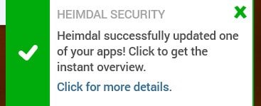 Heimdal Security update notification