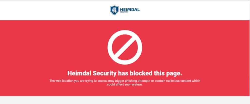 Heimdal PRO website blocking