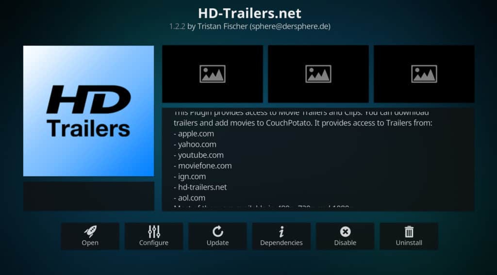HD Trailers kodi addon