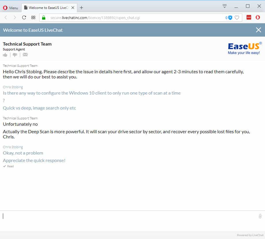 easeus live chat support