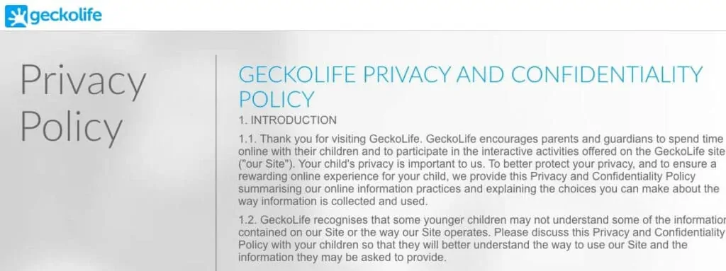 GeckoLife Privacy Policy.