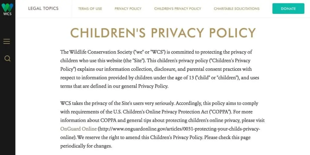 WCS Children's Privacy Policy.
