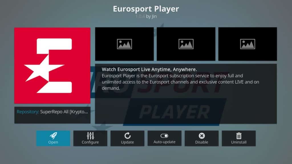 eurosport player kodi affon