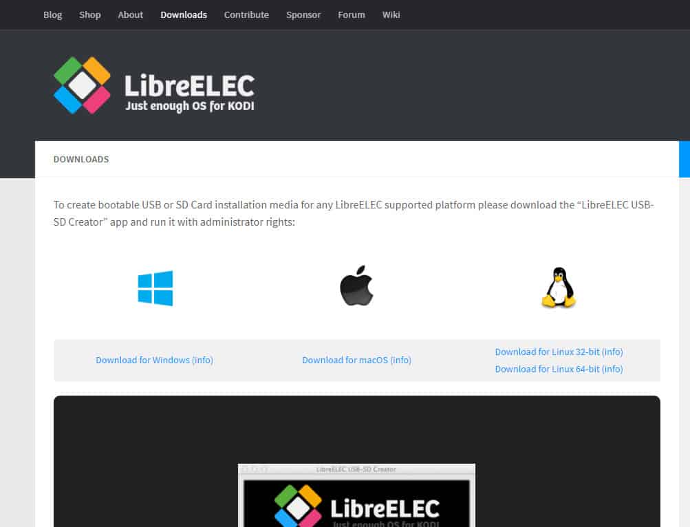 LibreElec download page