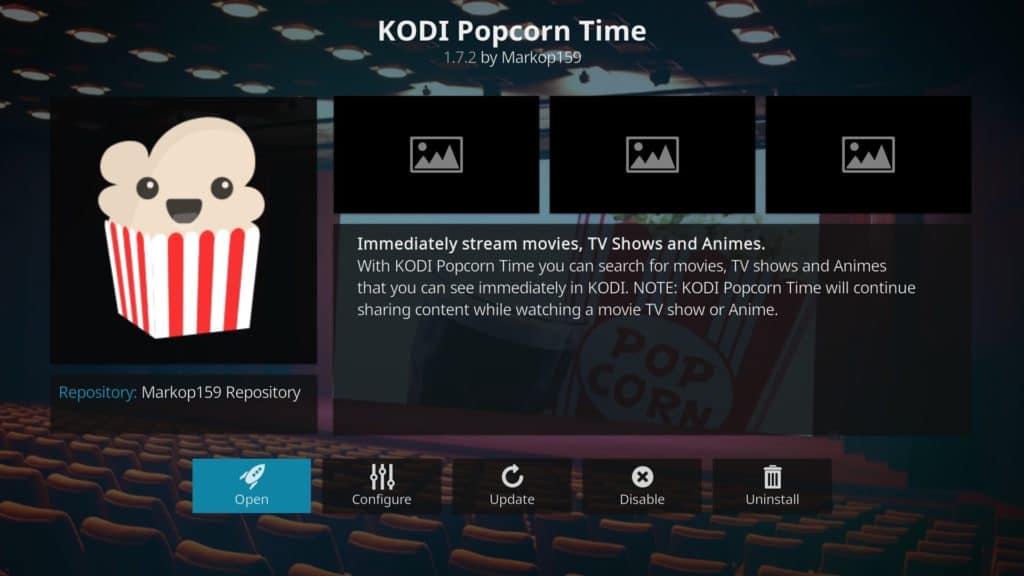 Popcorn Time Kodi addon