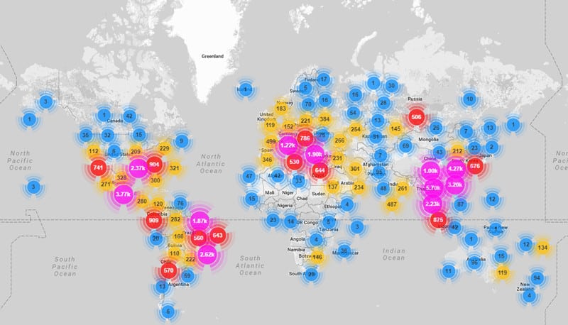 Mirai botnet attack map