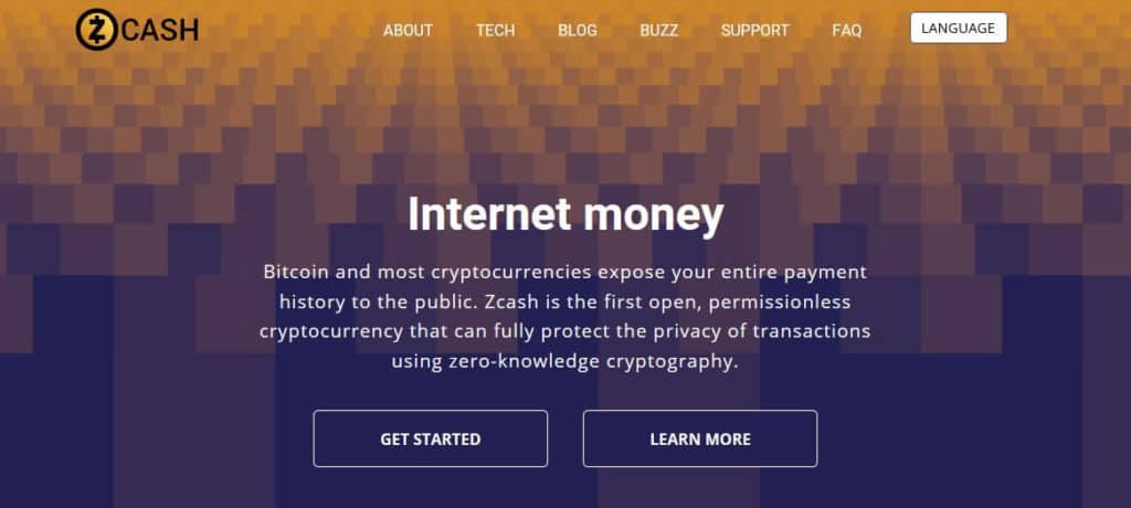 The ZCash website.