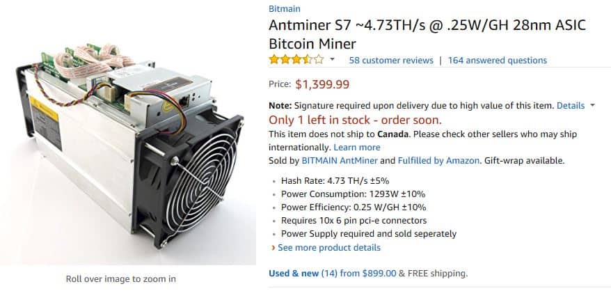 An Antminer for sale on Amazon.