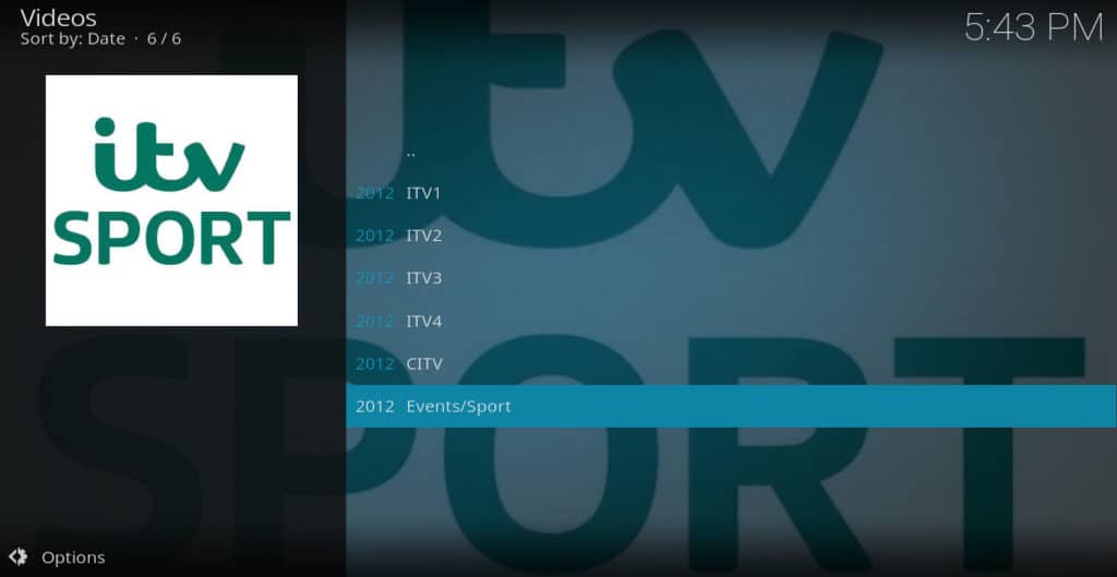 iTV channel menu
