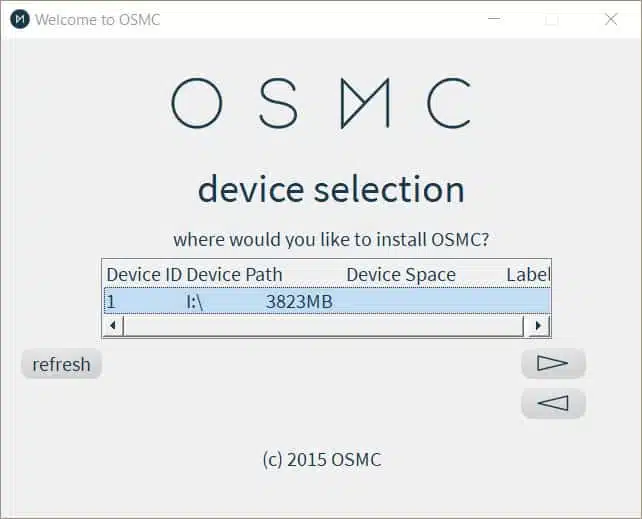 OSMC Installer Device Location