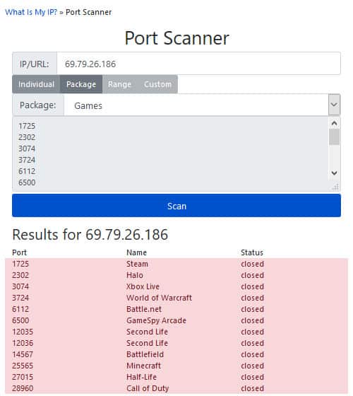 WhatIsMyIP? Port Scanner