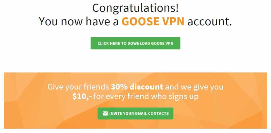 Goose VPN referral program.