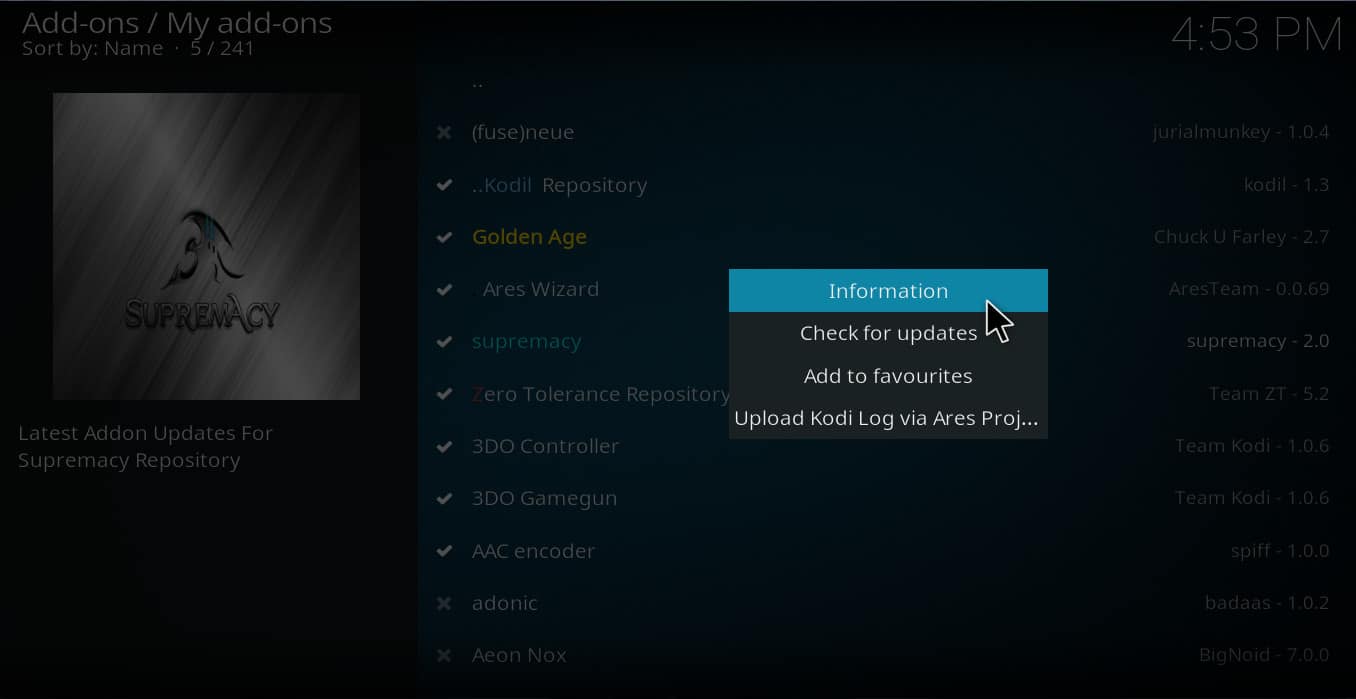 how to disable add ons kodi