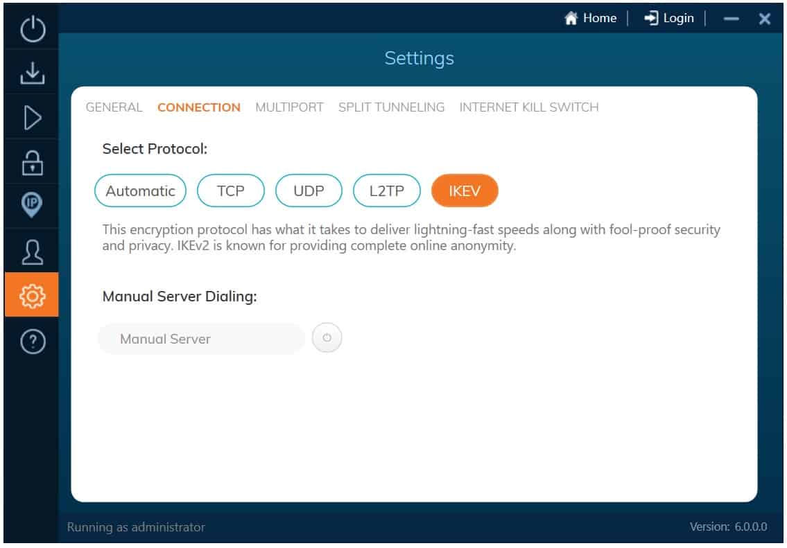Ivacy connection settings - protocols